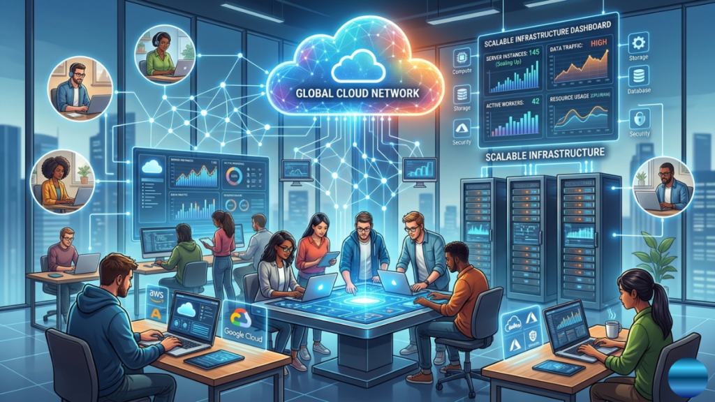 Cloud computing infrastructure for scalable startup systems