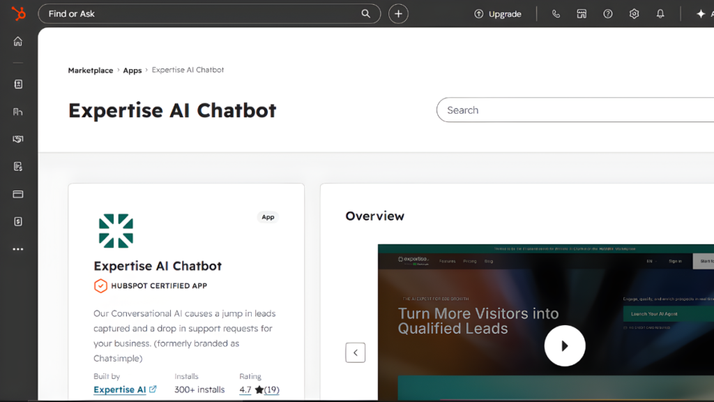HubSpot AI CRM dashboard displaying customer and marketing insights.